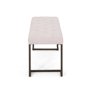 English Elm Christopher Knight Home® - Upholstered Button Tufted Bench In Beige With Bronze Legs - Elegant Accent For Any Space! N757P256383A