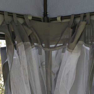 English Elm Outsunny 12' X 12' Round Outdoor Gazebo Canopy With Double Roof, Netting, Curtains & Steel Frame W2225P174236-GIGA