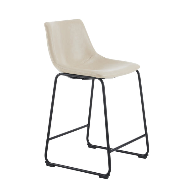English Elm Christopher Knight Home® - (Set of 2) Vintage Cream & Black Counter Stools with Thick Cushion, Iron Sled Legs, Footrest — 24" Comfort N780P170743C