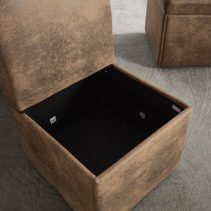 English Elm COOLMORE Swivel Rolling Dining Chair with Hidden Storage, Linen Upholstered 4-Wheel Multiuse Seat Coffee W1539P277675