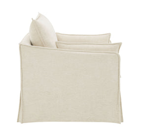 English Elm Shane Beige Linen Accent Chair with 2 Pillows — Pocket Coil Seat, Wooden Frame, Slipcover Comfort B2726P296890