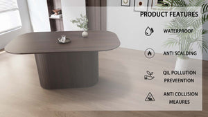 English Elm 63 Elegant MDF Dining Table with Carved Round Legs, Stain‑Resistant Surface, Seats 4‑8, Modern Appeal Brown W2189S00651