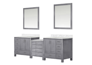 English Elm Distressed Grey Double Bath Vanity with Carrara Marble Top, Soft-Close Drawers & Dual 34" Mirrors B2731S00634