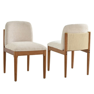 English Elm Modern Woven Rope Back Dining Chairs Walnut Rubberwood Legs Set of 2 for Any Room N762P379418D