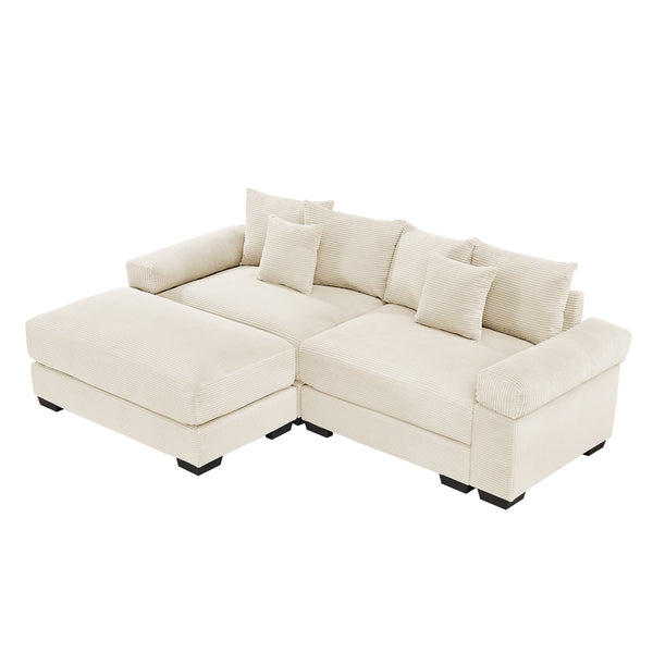English Elm 82.6" Oversized Cloud Modular L-Shape Sectional Couch With Ottoman, 6 Pillows, Ergonomic Comfort Design W714S01285