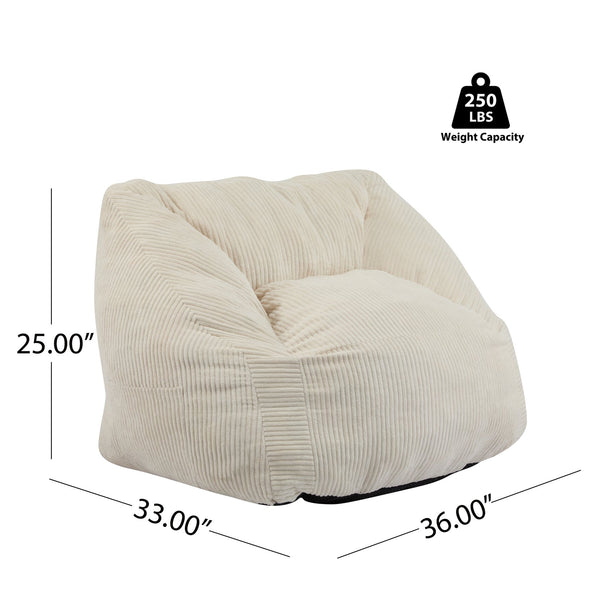 English Elm Christopher Knight Home® - Olbia Beige Faux Fur Bean Bag Chair — Compact Sofa-Style Armchair, Shredded Memory Foam Comfort N775P265556B