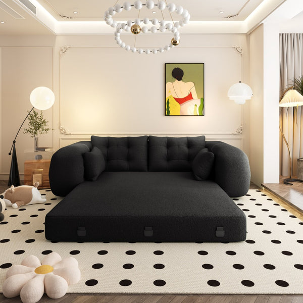 English Elm Human Dog Bed Teddy Plush Foldable Floor Sofa Sleeper for Living Room or Playroom W1885P369571