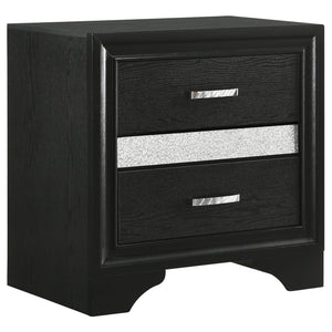 English Elm Corbin Black 5-Piece Queen Bedroom Set with Rhinestone Handles, Metallic Foil Trim & Underbed Drawers B062S00925