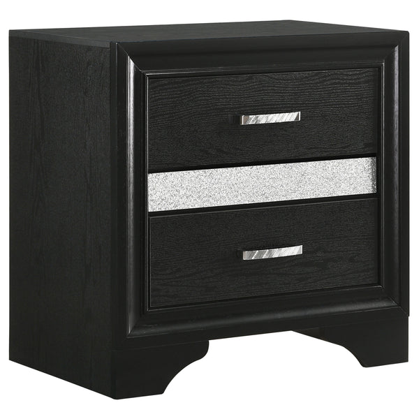 English Elm Corbin Black 5-Piece Queen Bedroom Set with Rhinestone Handles, Metallic Foil Trim & Underbed Drawers B062S00925
