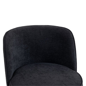English Elm Counter Height Barstools Set of 2 Linen Upholstered Barrel Seat with Iron Legs Black W395P410438