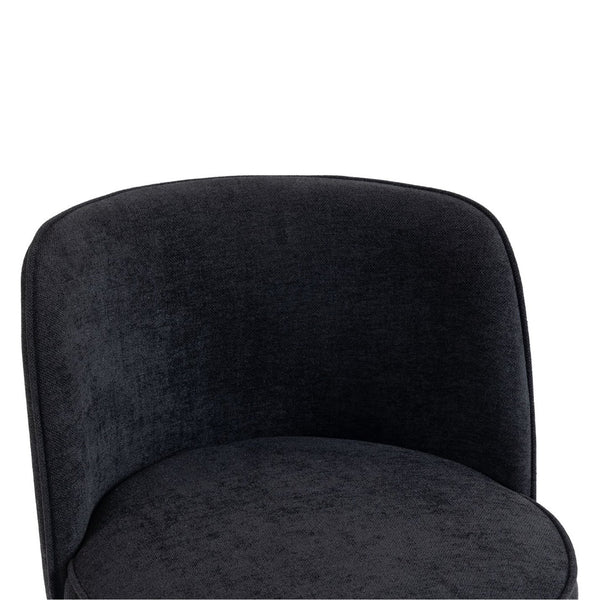 English Elm Counter Height Barstools Set of 2 Linen Upholstered Barrel Seat with Iron Legs Black W395P410438