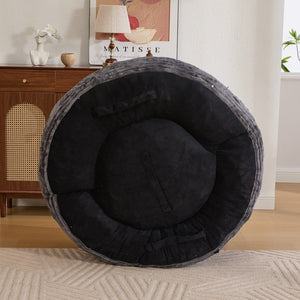 English Elm Bean Bag Sofa Oversized Corduroy Floor Lounge Chair with Armrests Pillows Foam Fill Dark Gray W395P426814