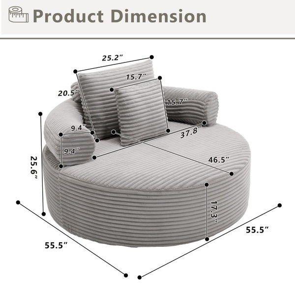 English Elm Round Cloud Sectional Sofa Bed with Memory Foam Cushions for Modern Living Spaces W3224P444277