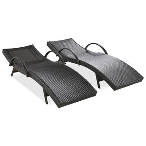 English Elm K&K 80" Outdoor Wicker Chaise Lounge Set of 2 with 2000H UV Wicker, Pull-Out Side Table, 4-Position Recliner Dark Brown WF321204AAD