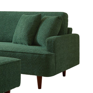 English Elm Indoor Boucle Chaise Lounge with Detachable Ottoman Convertible Daybed Bedroom Reading Nook Green W5515P438696