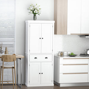 English Elm Homcom 72" Tall Freestanding Kitchen Pantry Cabinet With Adjustable Shelves, Drawer & Safety Strap W2225S00046