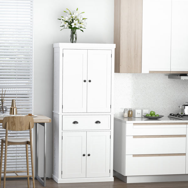 English Elm Homcom 72" Tall Freestanding Kitchen Pantry Cabinet With Adjustable Shelves, Drawer & Safety Strap W2225S00046
