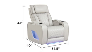 English Elm Fortuner 3PC Beige Upholstery Recliner Set with LED, Massage, Power Recliners, Bluetooth, USB - Modern Luxury B009S01804