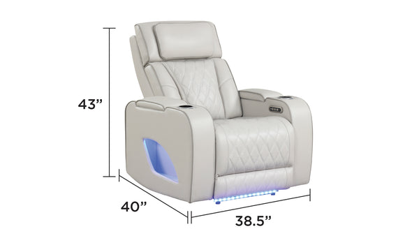 English Elm Fortuner 3PC Beige Upholstery Recliner Set with LED, Massage, Power Recliners, Bluetooth, USB - Modern Luxury B009S01804