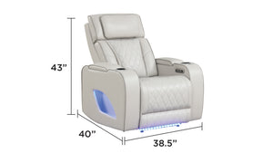 English Elm Fortuner Modern Upholstery Recliner Chair With Massage, Storage & Usb Ports - Stylish Beige Comfort B009P287720