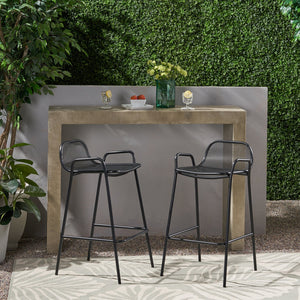 English Elm Christopher Knight Home® - BALTIMORE Linda Modern Iron Barstool Set of 2 Matte Black – Powder-Coated Mesh Seating, Durable Outdoor 디자인 65475.00BLK