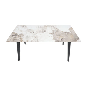 English Elm 62.99" Modern Artificial Stone Dining Table With Black Metal Legs - Stylish, Durable, Seats 6 Comfortably W1535S00514