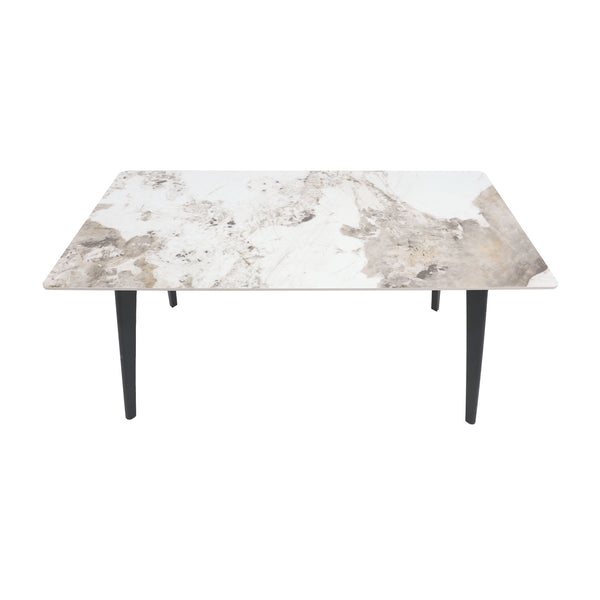 English Elm 62.99" Modern Artificial Stone Dining Table With Black Metal Legs - Stylish, Durable, Seats 6 Comfortably W1535S00514