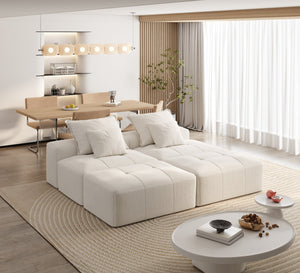 English Elm Modern Oversized Modular Sectional Sofa With Ottomans & Pillows - No Assembly, Soft Chenille Comfort W1885S00061