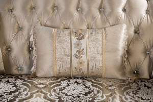 English Elm Traditional Carved Tufted Accent Chair with Rolled Arms, Nailhead Trim and Elegant Upholstery Beige,Cherry 52 L x 43 W x 27 H B2741P380807