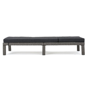 English Elm Christopher Knight Home® - PUERTA KD Chaise Lounge - Black PE Rattan with Iron Frame, Water-Repellent Cushions, All-Season Relaxation 61190.00MBK