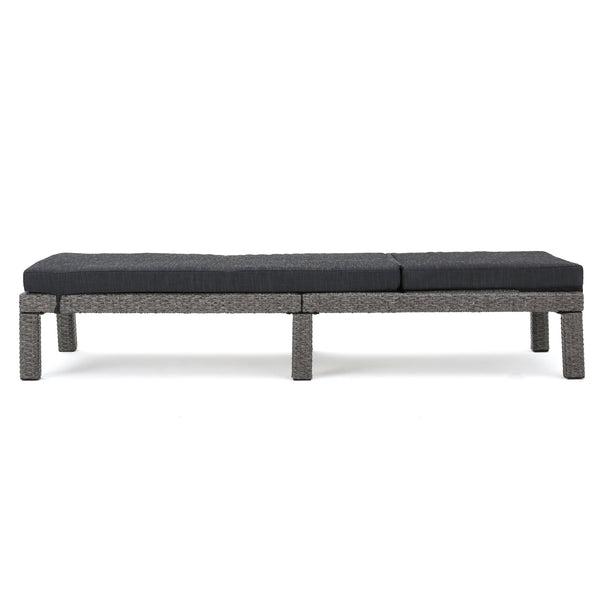 English Elm Christopher Knight Home® - PUERTA KD Chaise Lounge - Black PE Rattan with Iron Frame, Water-Repellent Cushions, All-Season Relaxation 61190.00MBK