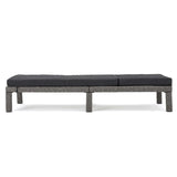 Christopher Knight Home® - Noble House - Puerta Outdoor Mixed Black Wicker Chaise Lounge With Dark Grey Water Resistant Cushion