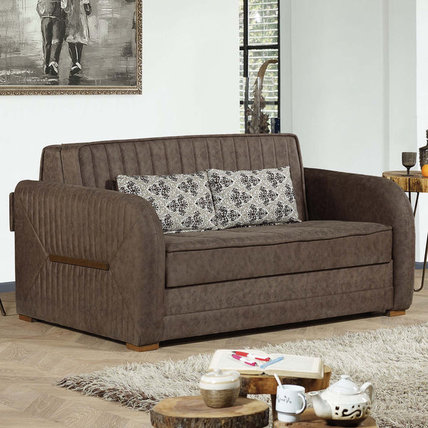 English Elm PrimeNest Flyte Collection Upholstered Convertible Loveseat with Storage, Sleeper Sofa for Small Spaces Dark Brown B030P281819