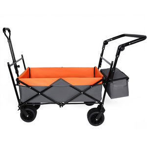 English Elm With Canopy and Steel Frame Collapsible Wagon All-terrain Heavy Duty Outdoor Cart W2932P326776