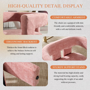 English Elm United We Win Chenille Barrel Accent Armchairs Set of Two for Living Room Dining Pink W1568P389270