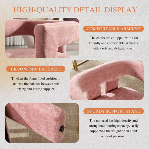 English Elm United We Win Chenille Barrel Accent Armchairs Set of Two for Living Room Dining Pink W1568P389270
