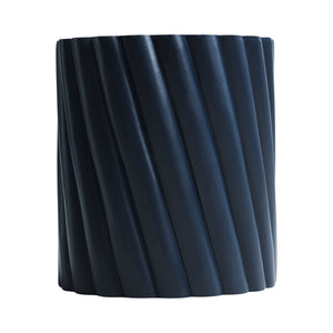 English Elm Modern Fluted Mgo Outdoor Accent Stool Weather Resistant Patio Navy Sculptural Table N770P396700N