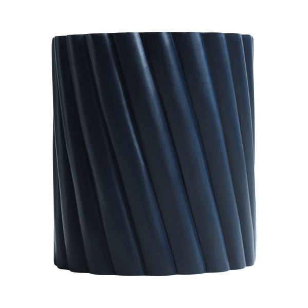 English Elm Modern Fluted Mgo Outdoor Accent Stool Weather Resistant Patio Navy Sculptural Table N770P396700N