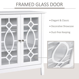 English Elm Homcom Elegant White Sideboard Buffet Cabinet With Glass Doors, Adjustable Shelves & Ample Storage W2225P229408