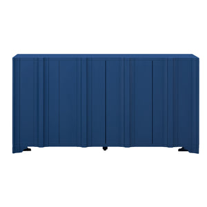 English Elm U_STYLE Elegant 4-Door Sideboard with Pine Veneer, Intricate Linear Accents, Durable 220lb Top Capacity Navy Blue N711P247438V