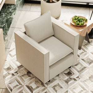 English Elm Decorative linen single sofa chair with breathable soft cushion, compact armrest design for cozy reading nook Beige W1727P237736