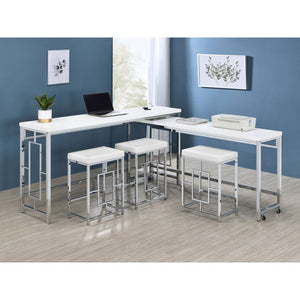 English Elm Laguna 5-Piece Counter Height Dining Set With Nesting Table & Stools - Modern Elegance For Any Space B062P354061