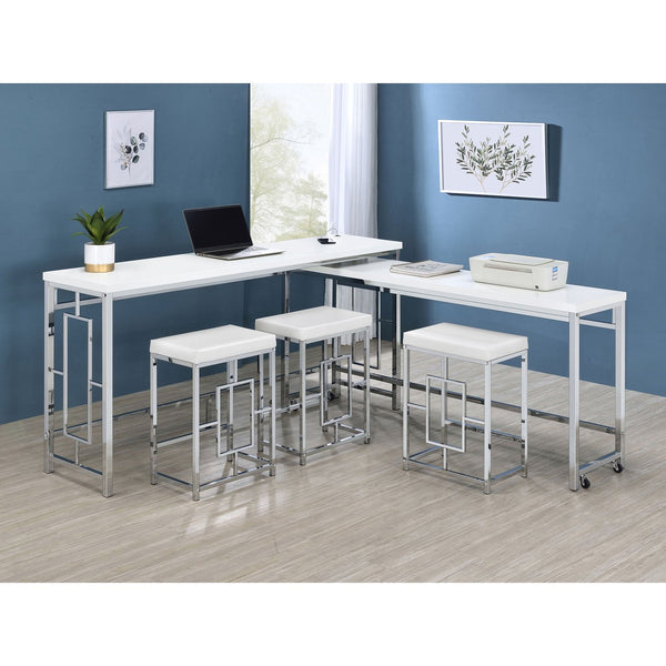 English Elm Laguna 5-Piece Counter Height Dining Set With Nesting Table & Stools - Modern Elegance For Any Space B062P354061