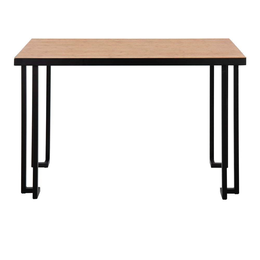 English Elm Roman Industrial Desk Bamboo Top with Black Steel Frame – Contemporary Mixed-Material Home Office Desk, Sturdy 100 lb Capacity, Fixed Height, 49" L x 26" H, Natural Finish B202P223968