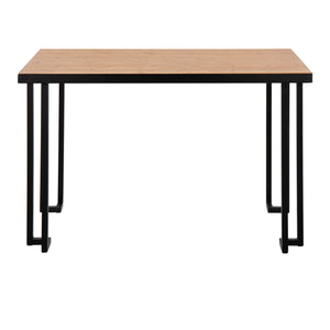 English Elm Roman Industrial Desk Bamboo Top with Black Steel Frame – Contemporary Mixed-Material Home Office Desk, Sturdy 100 lb Capacity, Fixed Height, 49" L x 26" H, Natural Finish B202P223968