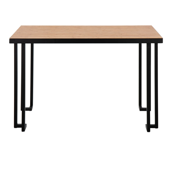English Elm Roman Industrial Desk Bamboo Top with Black Steel Frame – Contemporary Mixed-Material Home Office Desk, Sturdy 100 lb Capacity, Fixed Height, 49" L x 26" H, Natural Finish B202P223968