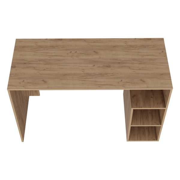 English Elm Rolla Modern Minimalist Desk in Light Oak – Durable Engineered Wood, Open Shelves, Spacious 53.1" L B092P254741