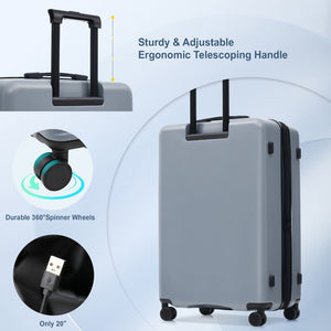 English Elm Luggage 5 Piece Hardside Abs Set with Front Access Carry on and Tsa Spinner Wheels Blue N732P391544C
