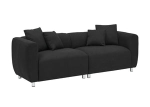 English Elm 89 Inch Sofa - Modern 3-Seater Couch With Teddy Velvet Upholstery, Metal Legs & 4 Washable Pillows W1658S00150