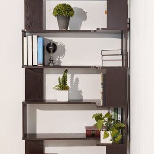 English Elm 90cm L-shaped Corner Bookcase Five Tier Mdf Open Shelving Unit for Any Room W2899P444160